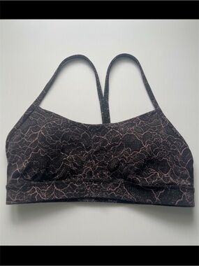 Lululemon Flow Y Bra Lacescape Spanish Rose Black Size 8